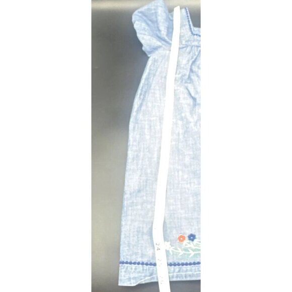 J Crew Crewcuts Girls Blue Chambray Puff Sleeve Embroidered Floral Dress Sz 8 - Picture 10 of 10
